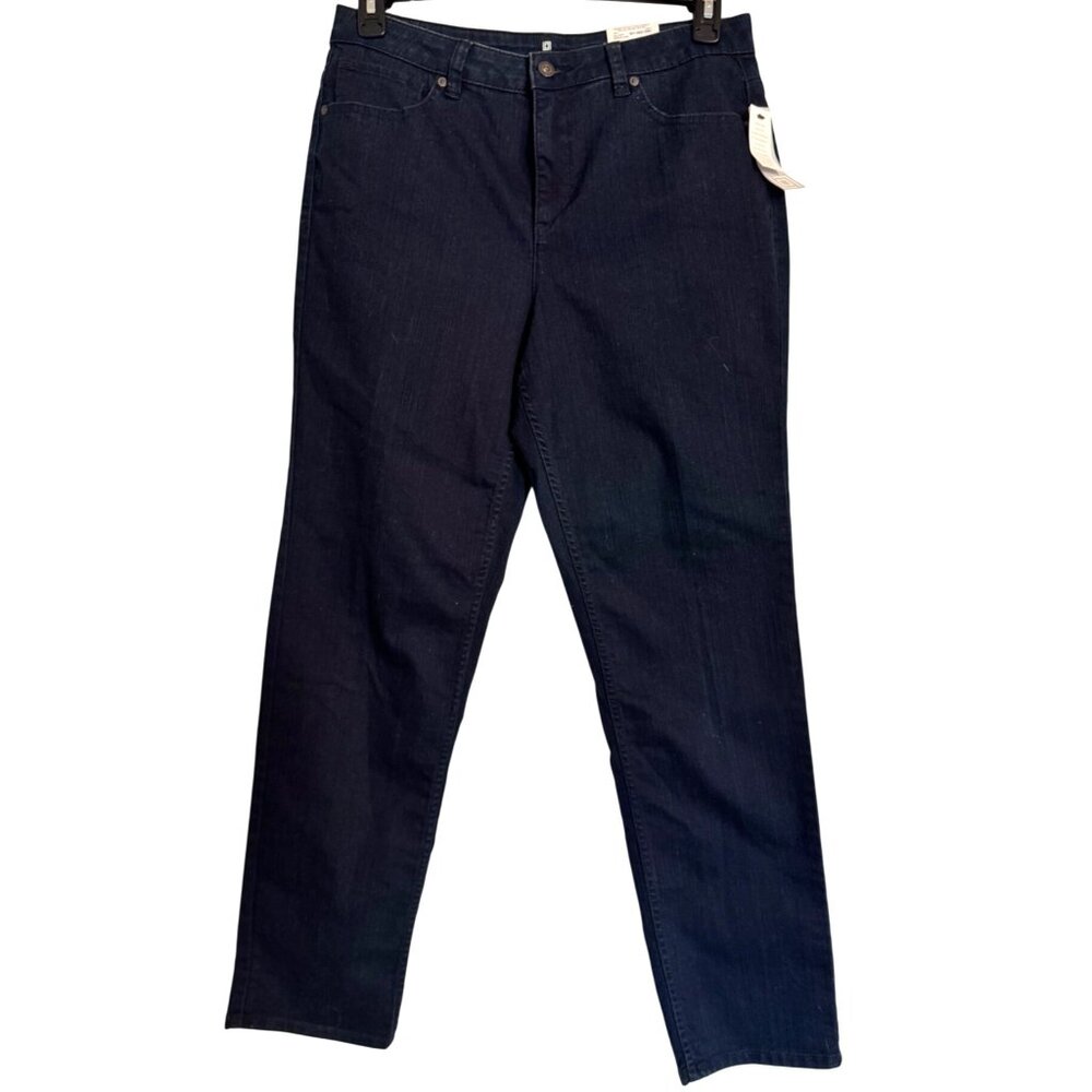 Liz Claiborne Original Fit Tapered Size 12 Dark Wash NWT $48 High Waist Straight
